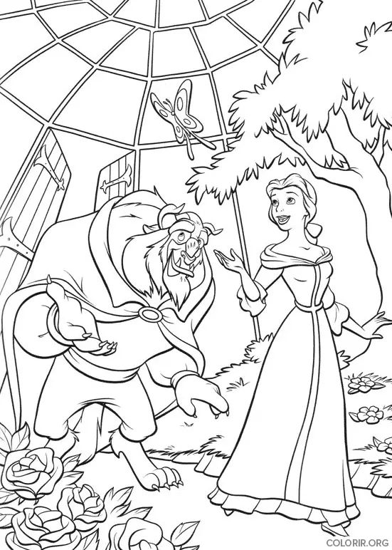 A Bela e a Fera em Estufa de Flores