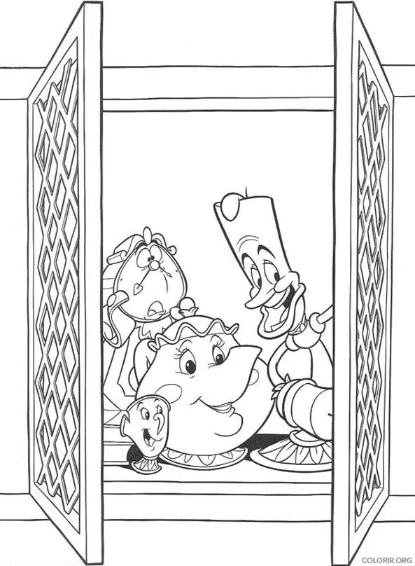 Amigos da Bela espiando pela Janela