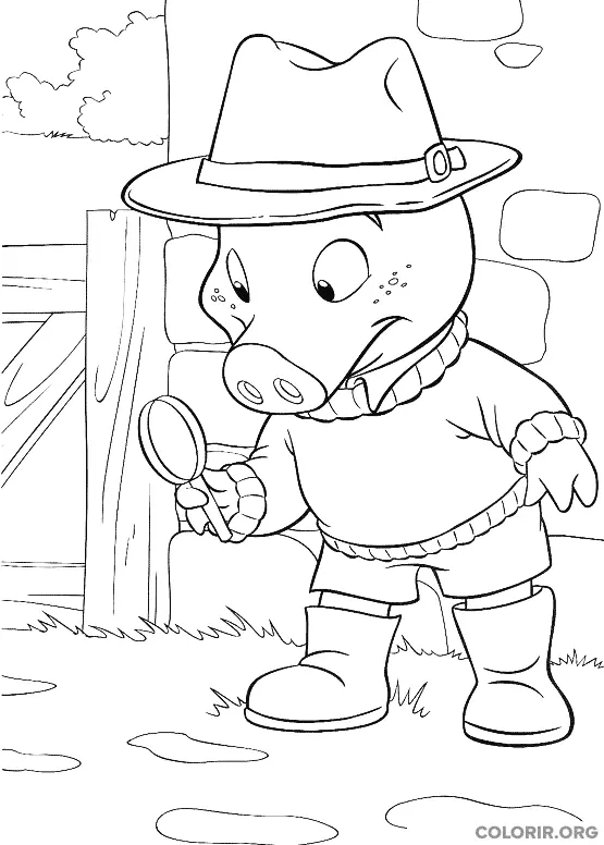 Piggley Winks brincando de Detetive