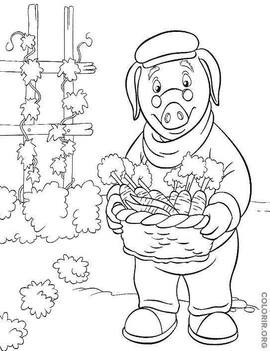 Senhor Piggley com Cenouras