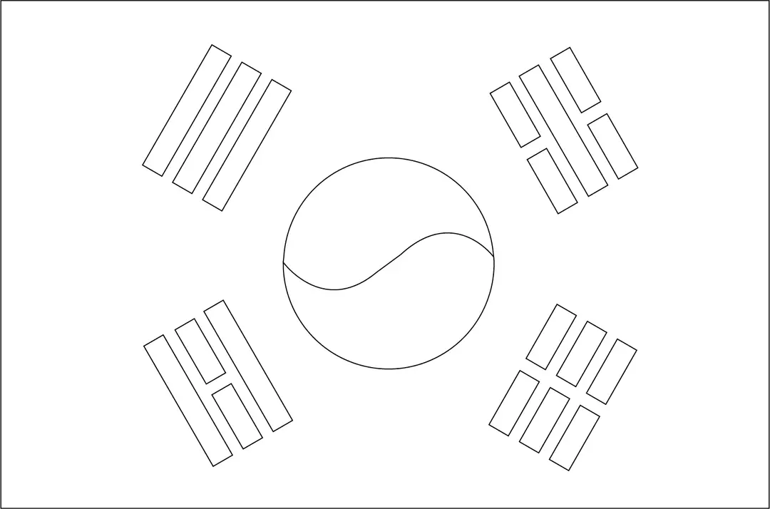 Bandeira da Coreia do Sul para colorir