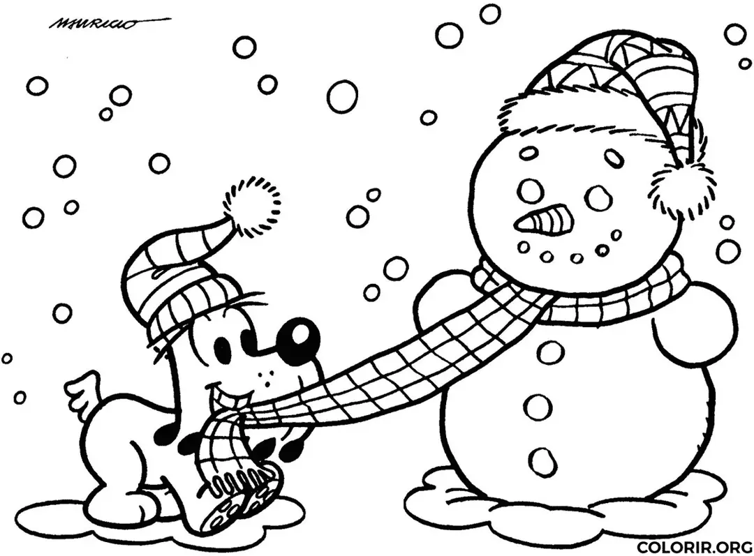 Bidu brincando com Boneco de Neve