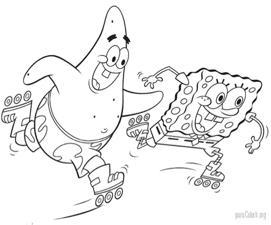 Patrick e Bob Esponja Patinando