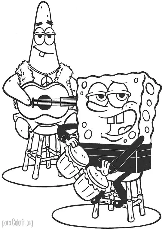 Patrick e Bob Esponja Tocando Musica