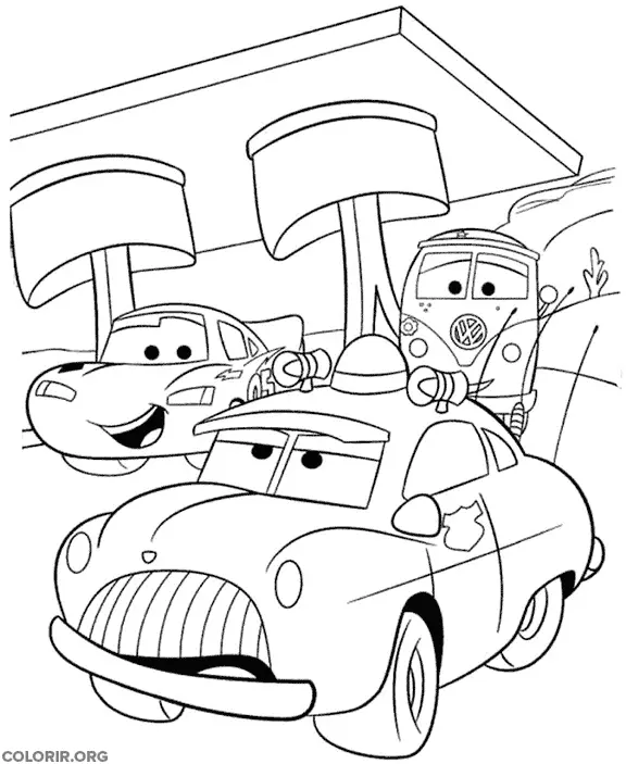 Carros em Posto de Gasolina para colorir