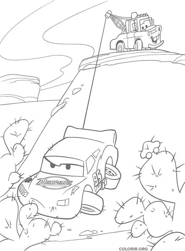 Relampago Mcqueen sendo Puxado Por Mate