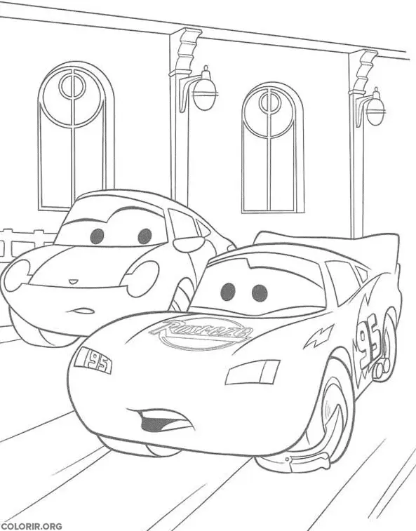Sally e Relampago Mcqueen para colorir