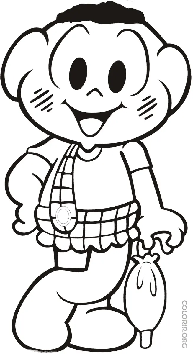 Cascao e seu Guarda Chuva para Coloir