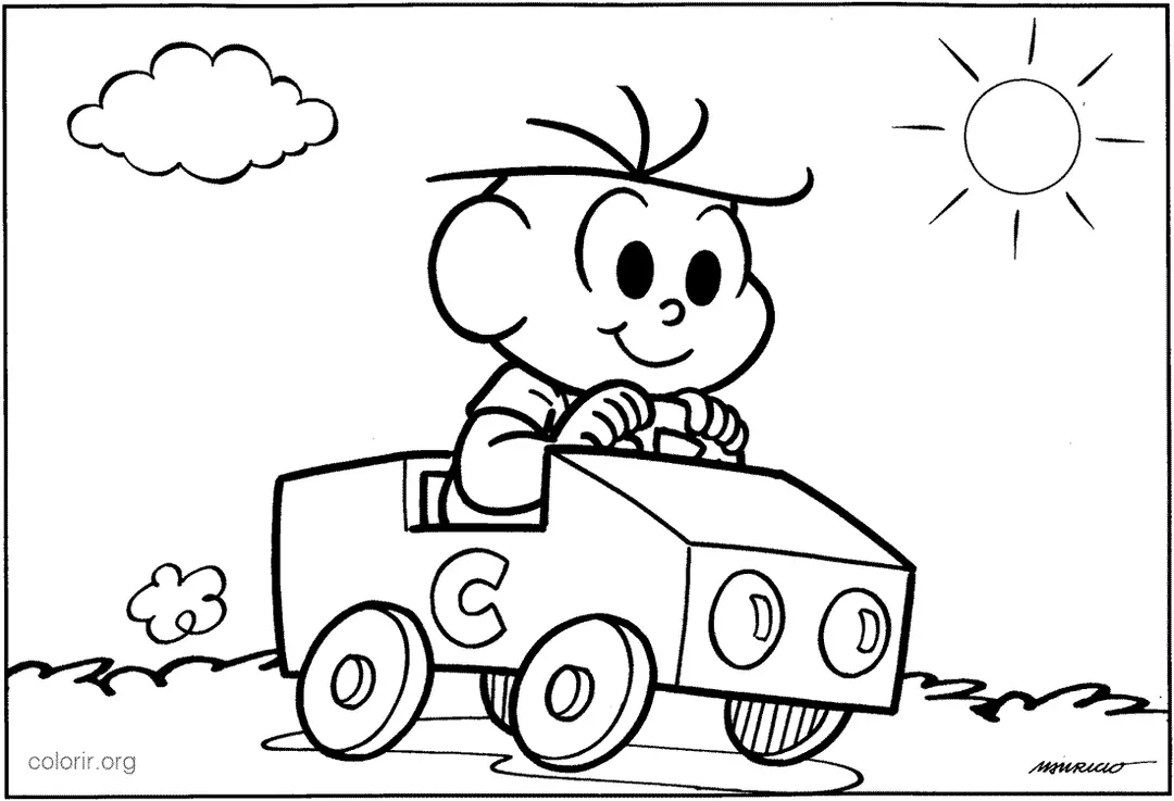 Cebolinha andando de Carro