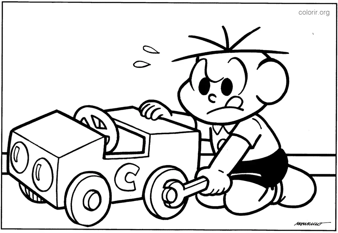 Cebolinha Consetando Carro