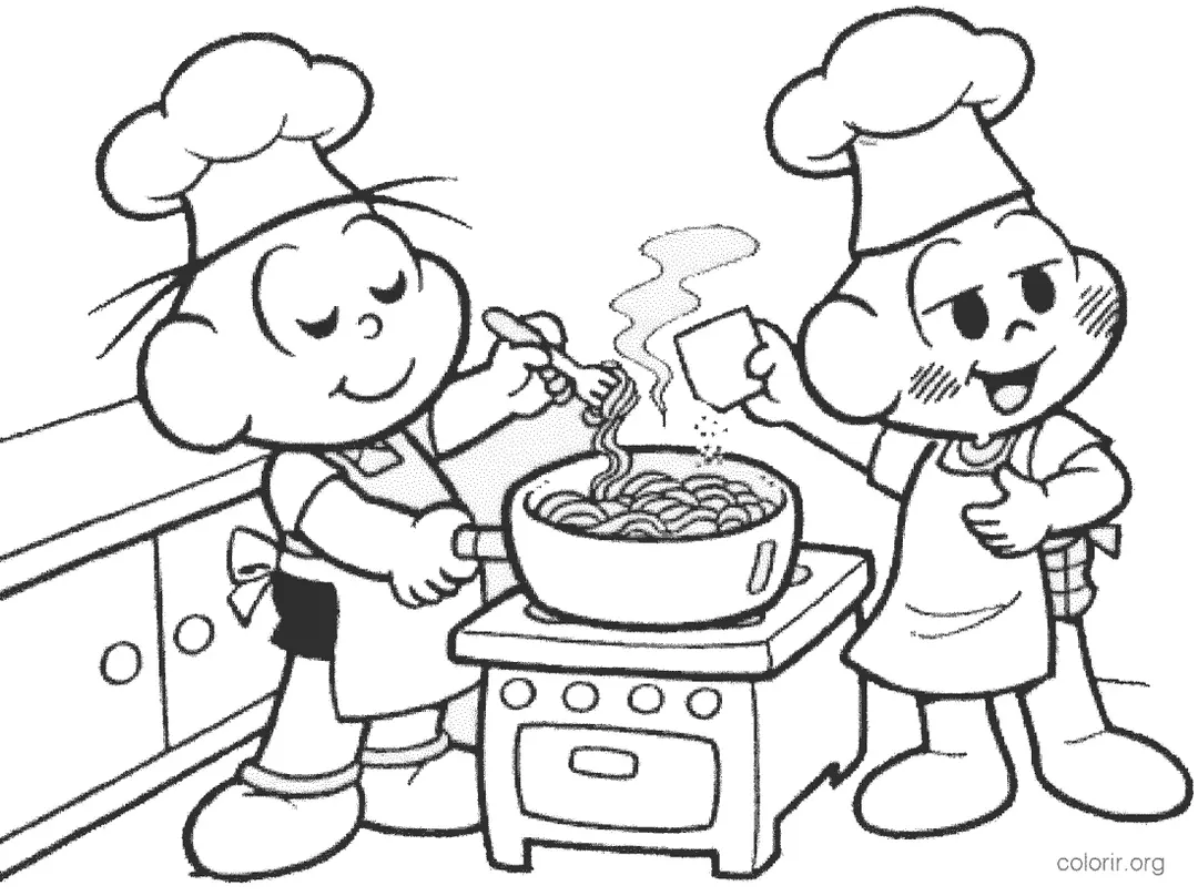 Cebolinha Cozinhando com Cascao