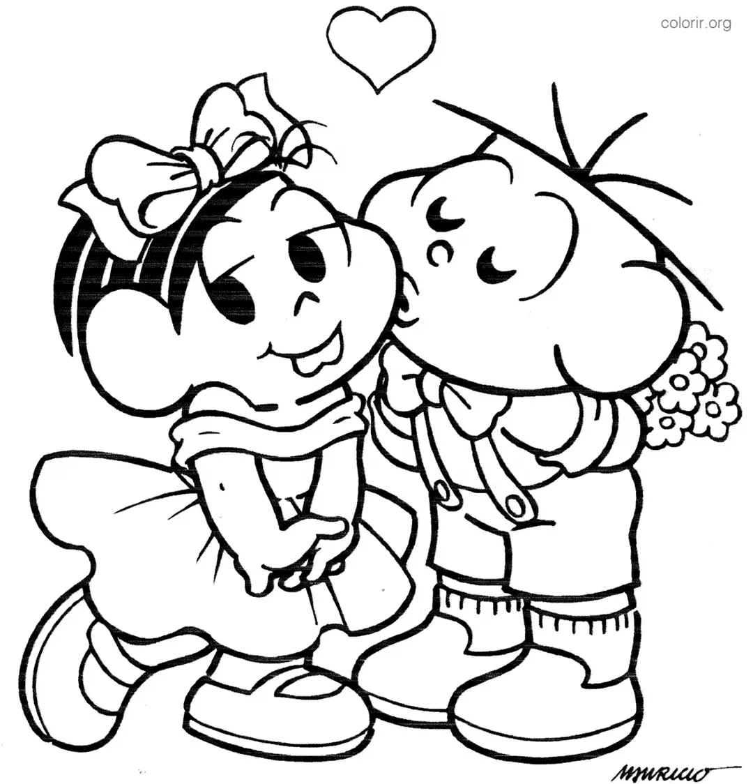 Cebolinha dando Beijo em Monica