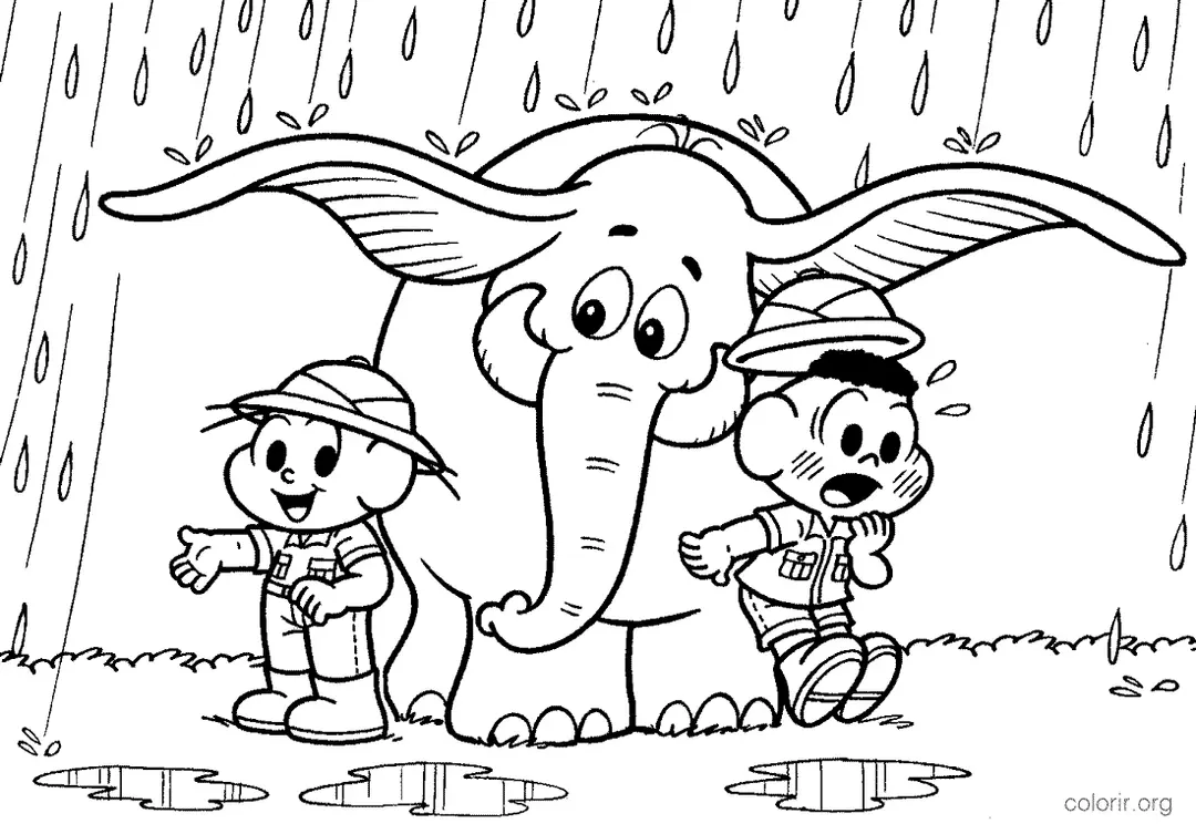 Cebolinha e Cascao em Baixo de Elefante