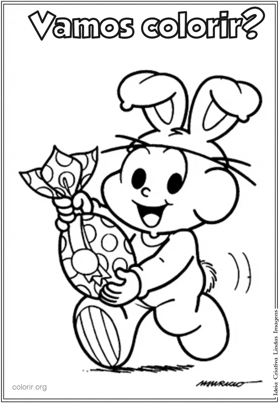 Cebolinha Fantasiado de Coelho da Pascoa