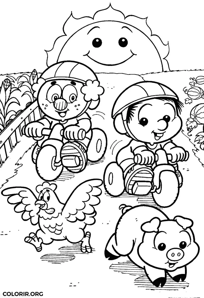 Chico Bento Baby andando de Motoca