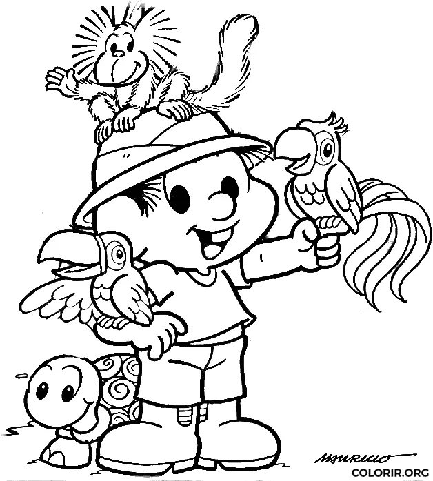 Chico Bento com Animais do Zoologico