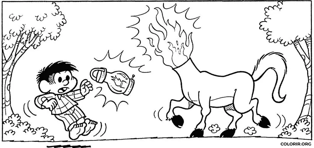 Chico Bento e a Mula Sem Cabeca para colorir