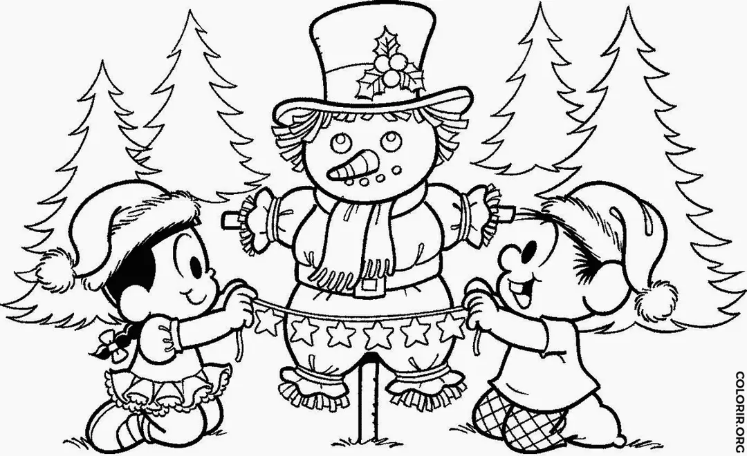 Chico Bento e Rosinha fazendo Boneco de Neve