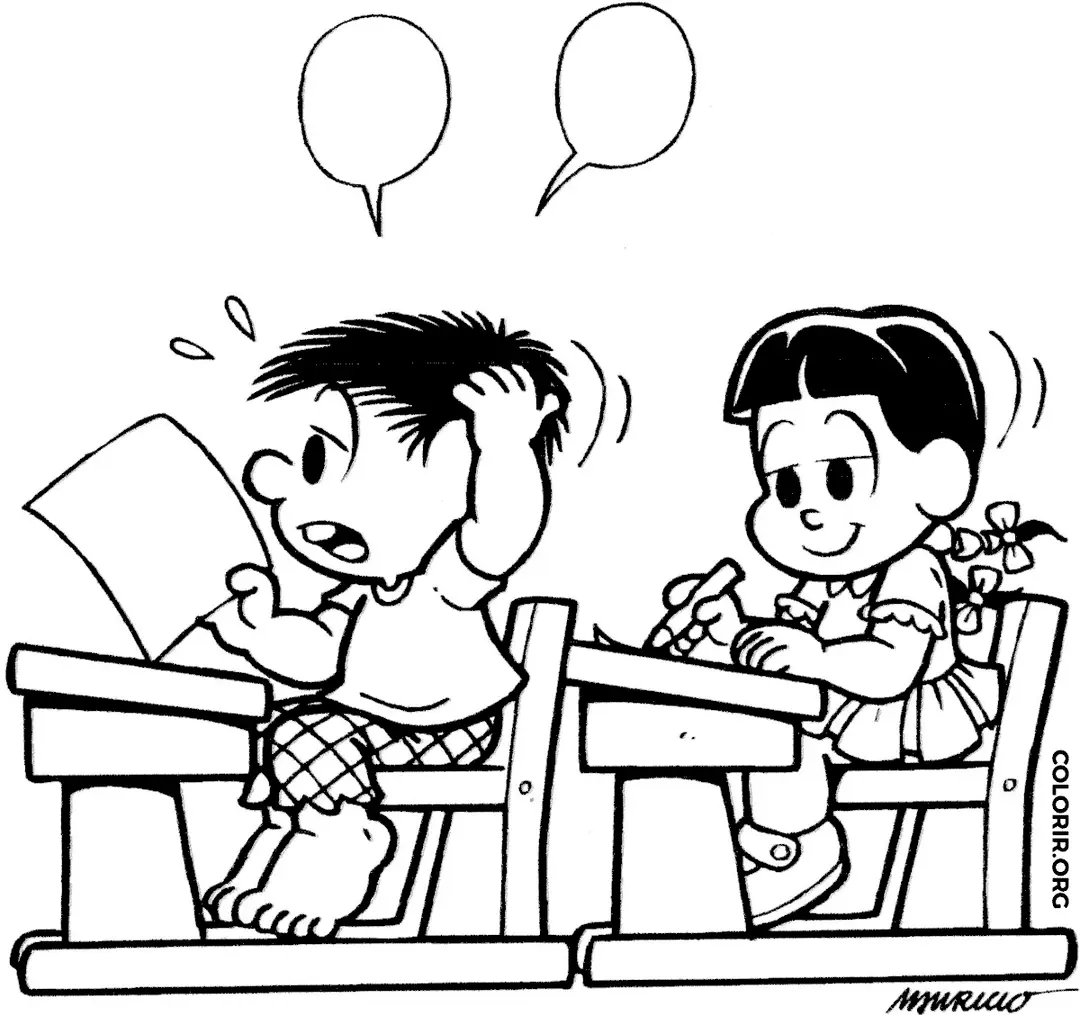 Chico Bento na Escola para colorir