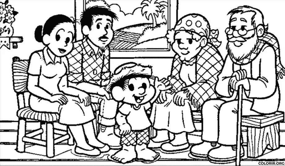 Familia do Chico Bento para colorir