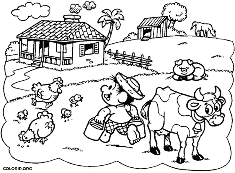 Fazenda do Chico Bento para colorir