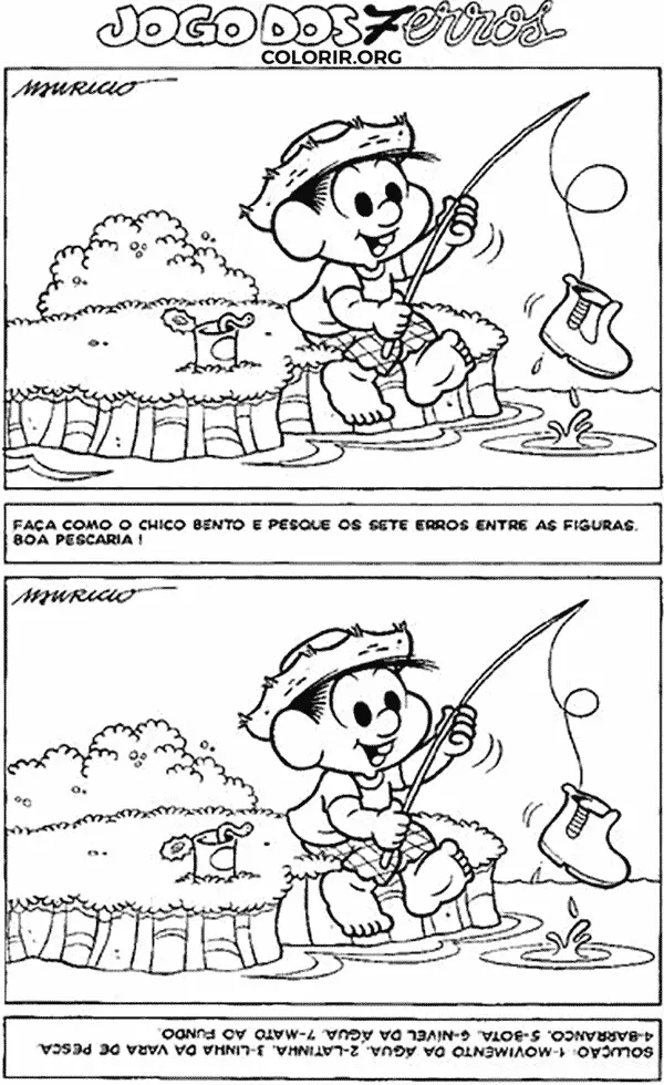 Jogo Dos 7 Erros do Chico Bento Pescando