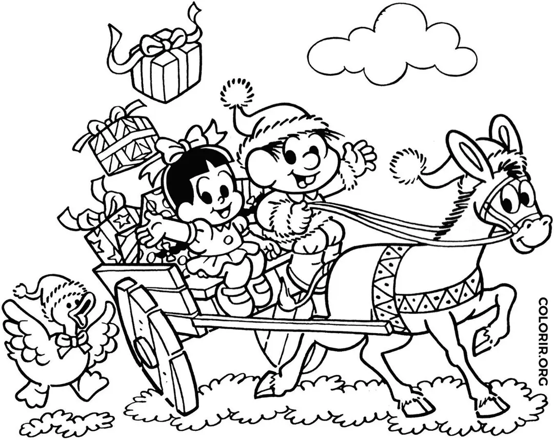 Treno de Natal do Chico Bento para colorir