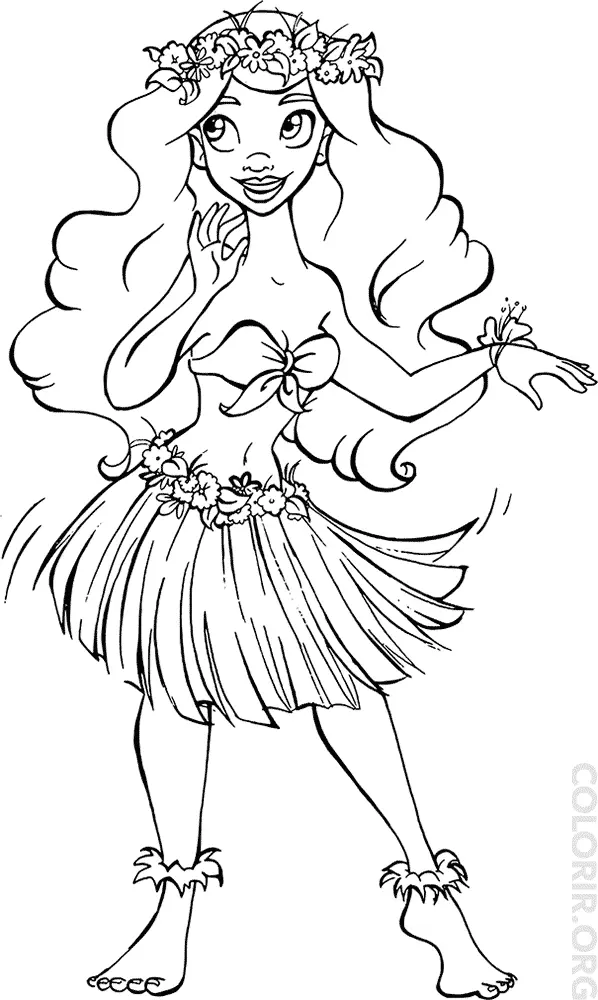 Moana Estilo Hawaii para colorir