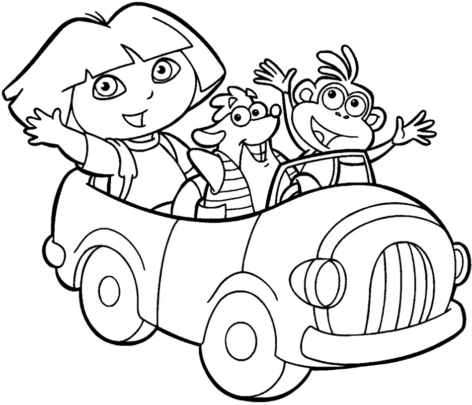 Dora Aventureira andando de Carro