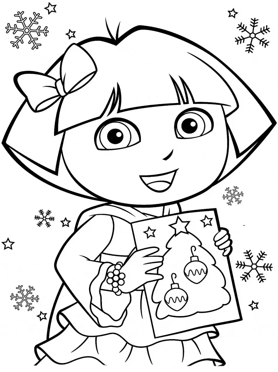 Dora com Cartao de Natal