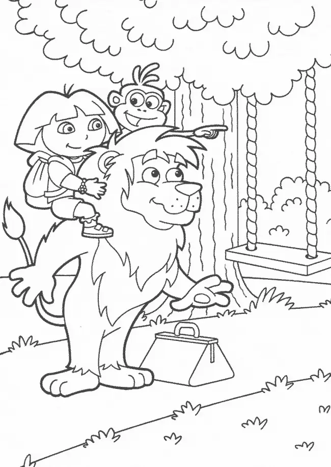 Dora e Botas com Um Leao