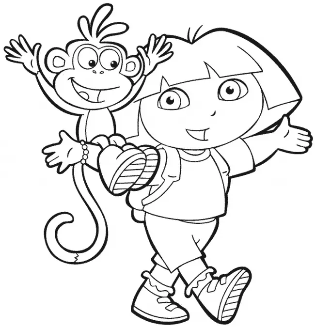 Dora e Botas para Imprimir e colorir