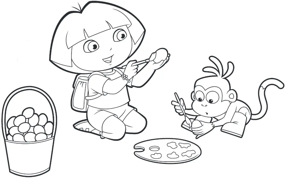 Dora e Botas Pintando Ovos