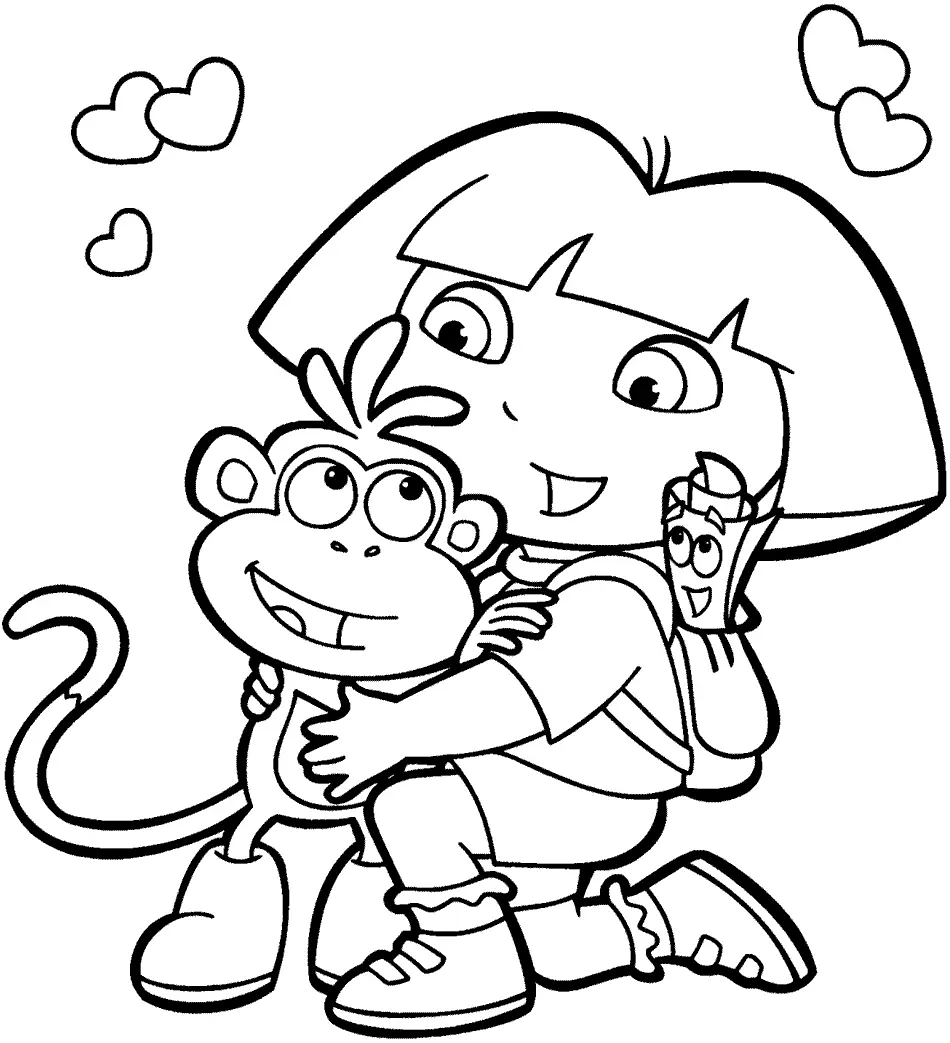 Dora e Mapa Abracando Botas