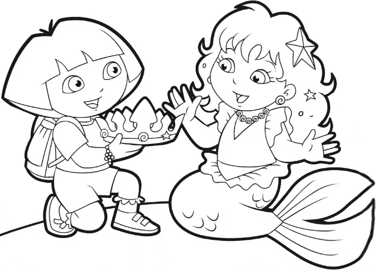 Dora Entregando Coroa para Sereia