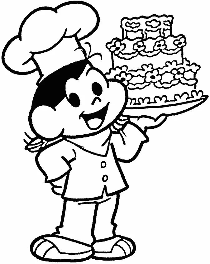 Desenho da Magali com Bolo Gigante