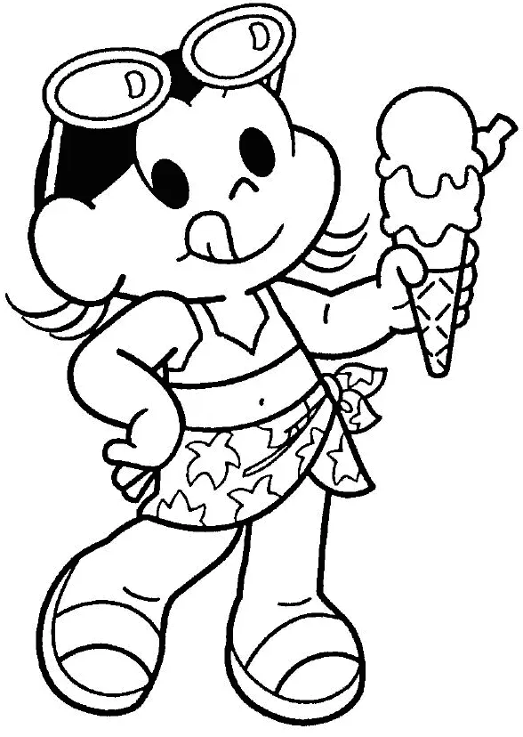 Desenho da Magali Tomando Sorvete para colorir