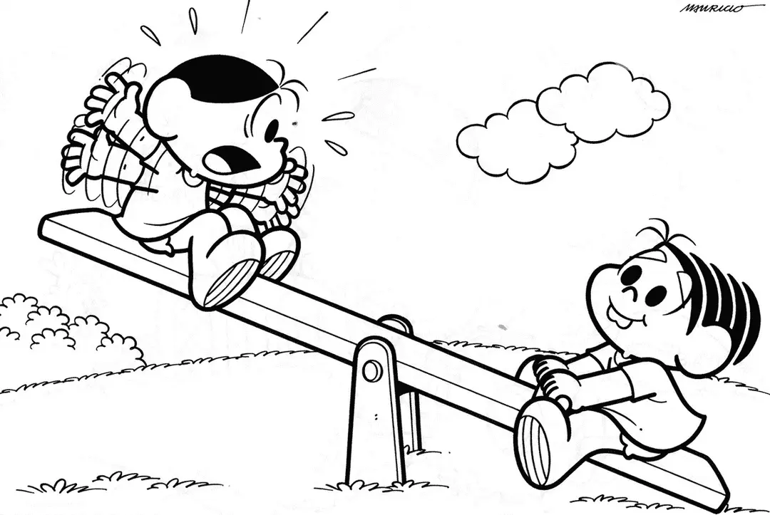 Magali e Monica brincando de Gangorra