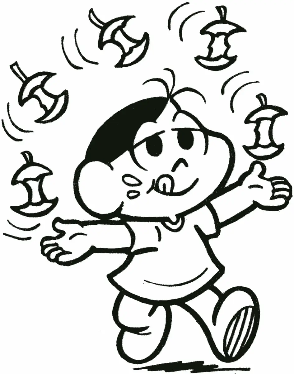 Magali fazendo Malabarismo com Macas