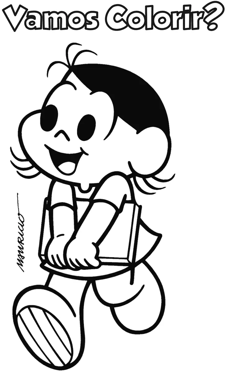 Magali voltando da Escola para colorir