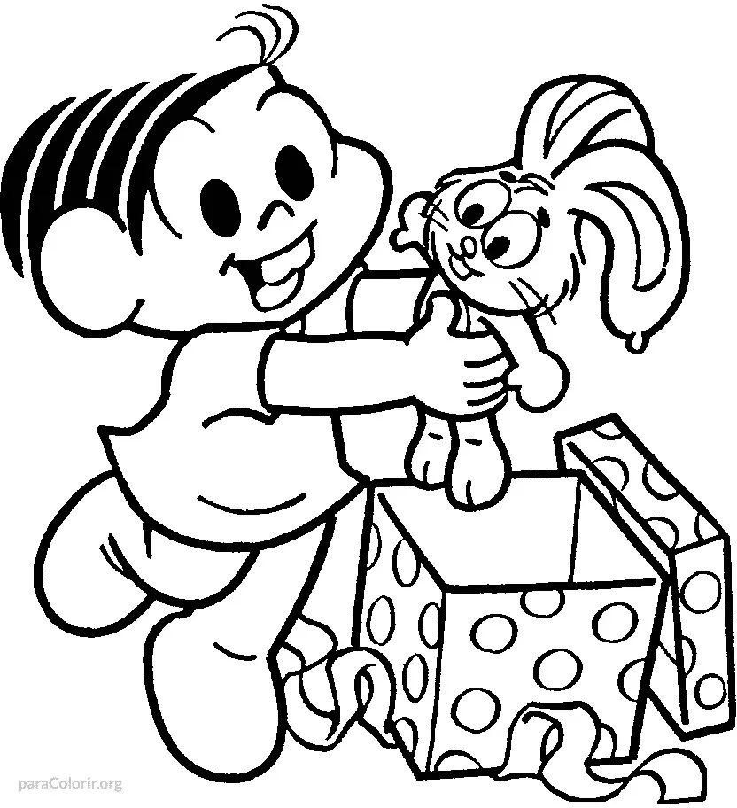 Monica abrindo Presente