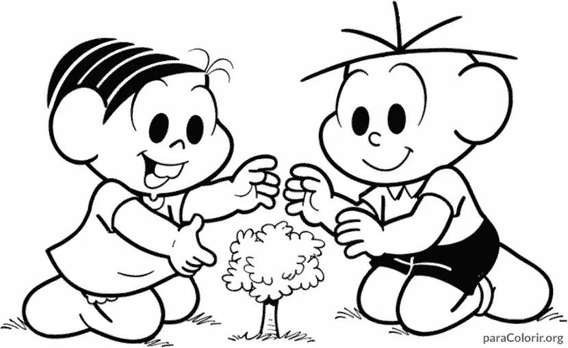 Monica e Cebolinha Plantando Uma Arvore