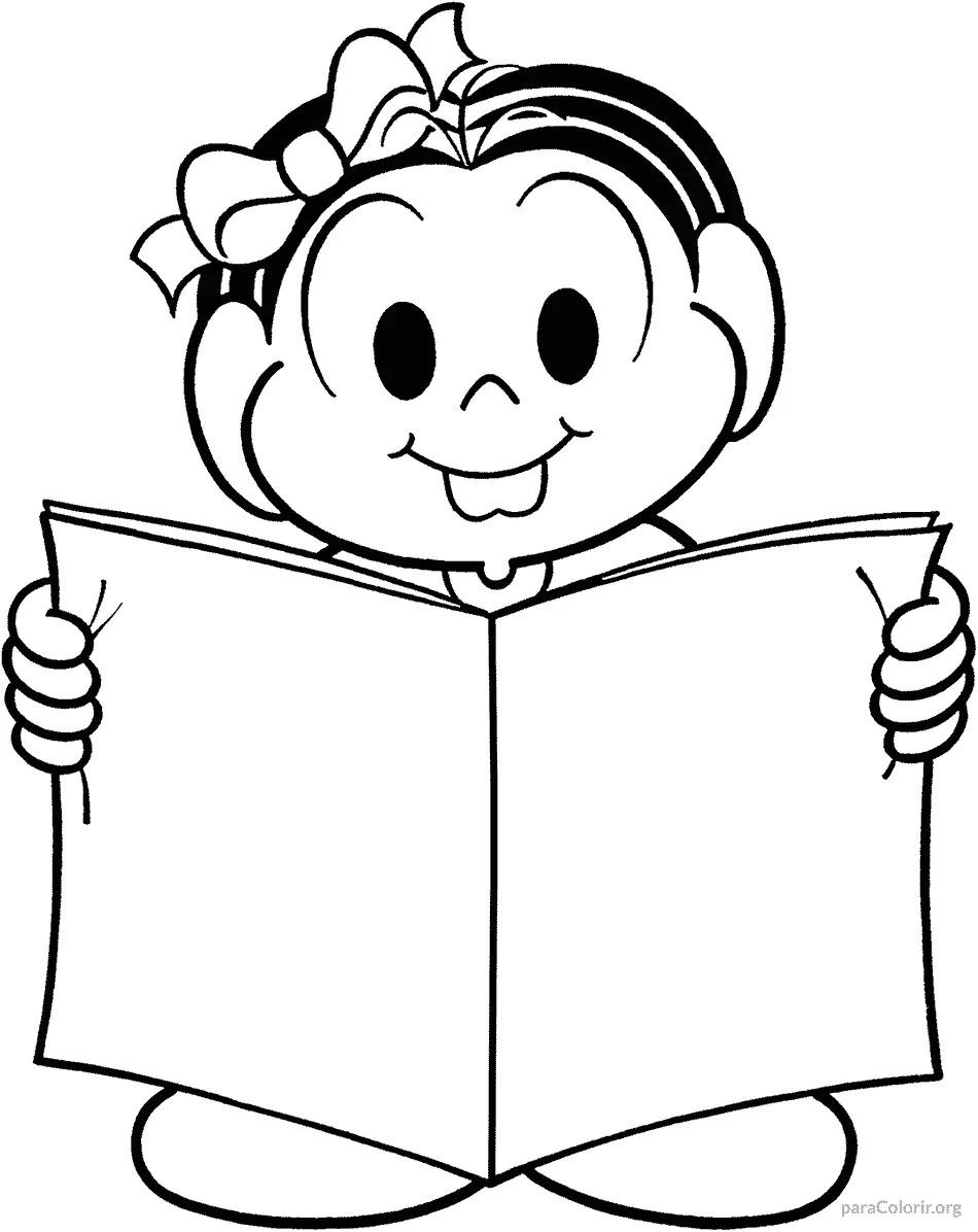 Monica lendo Revista