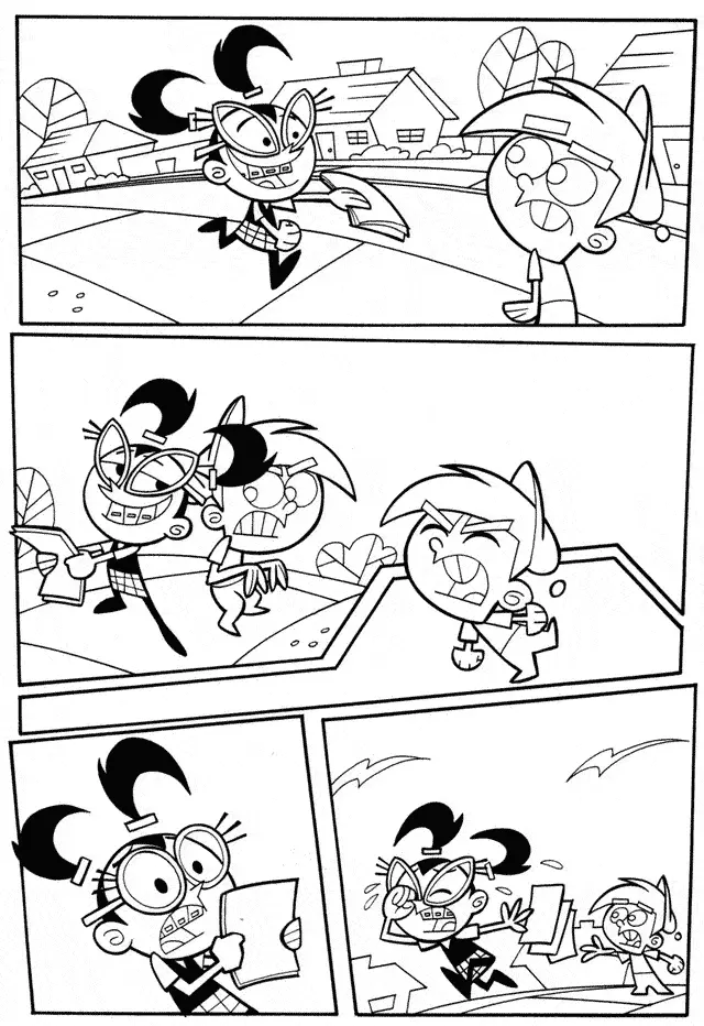 Quadrinho de Padrinhos Magicos para colorir