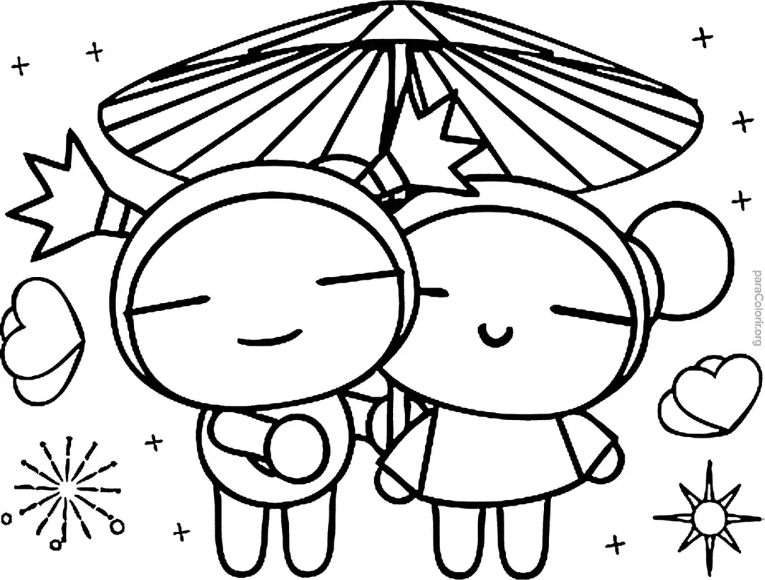 Pucca e Garu com Guarda Chuva