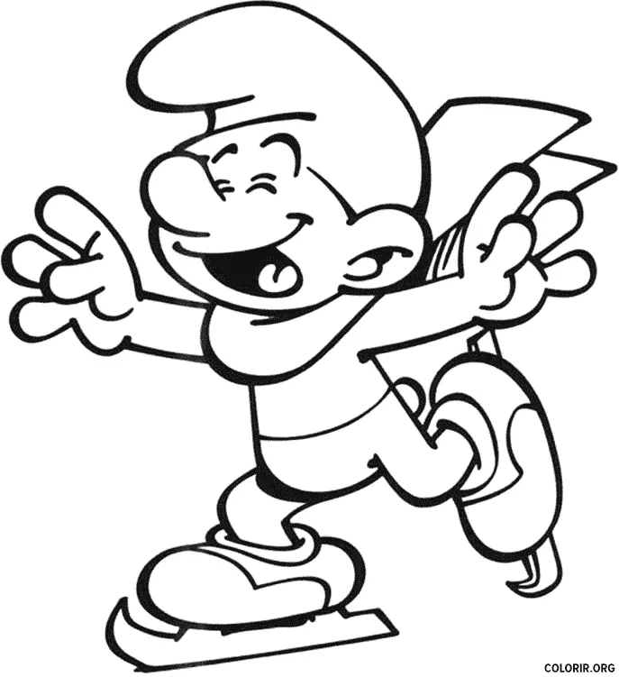 Desenho de Smurf Patinando para colorir