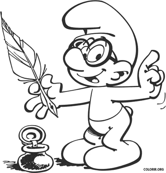 Smurf com Caneta Bico de Pena
