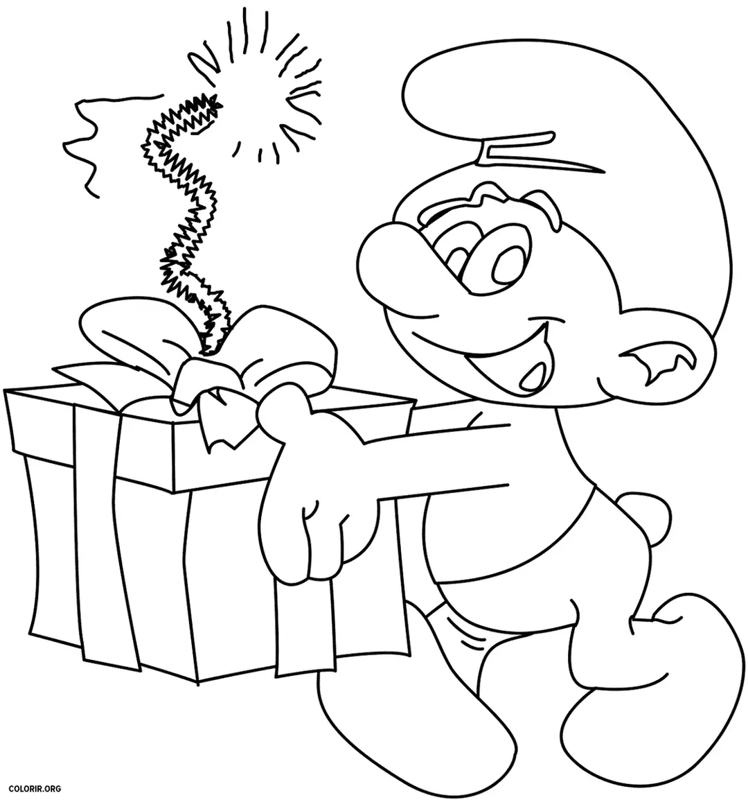 Smurf com Presente de Aniversario