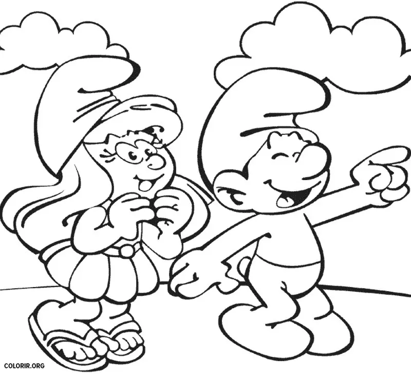 Smurf e Smurffet brincando