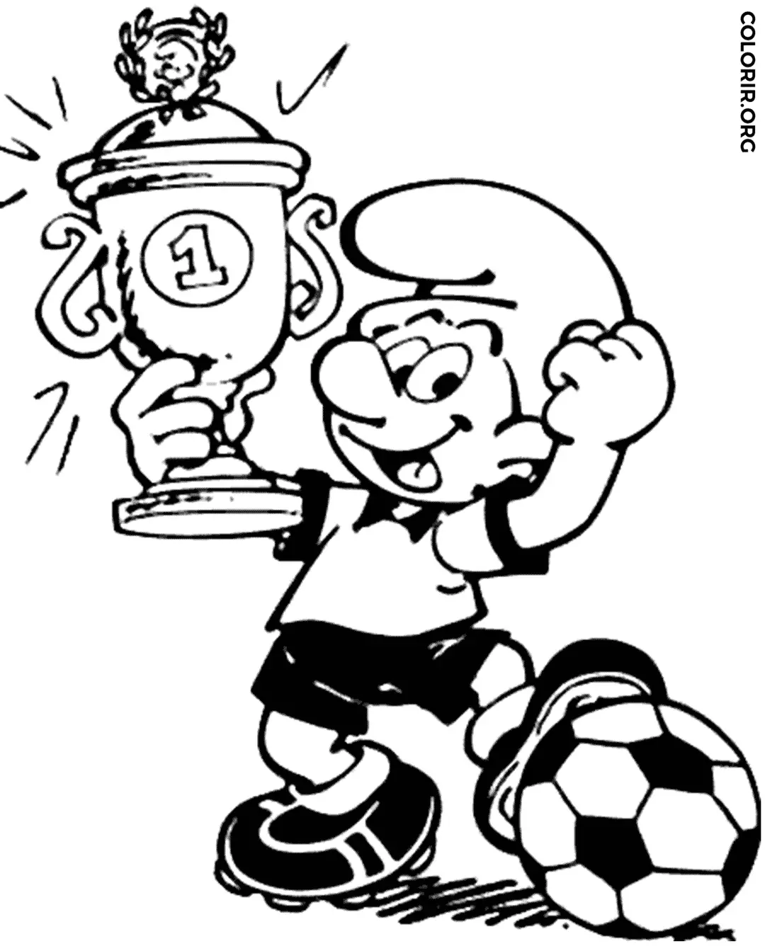 Smurf jogando Futebol para colorir